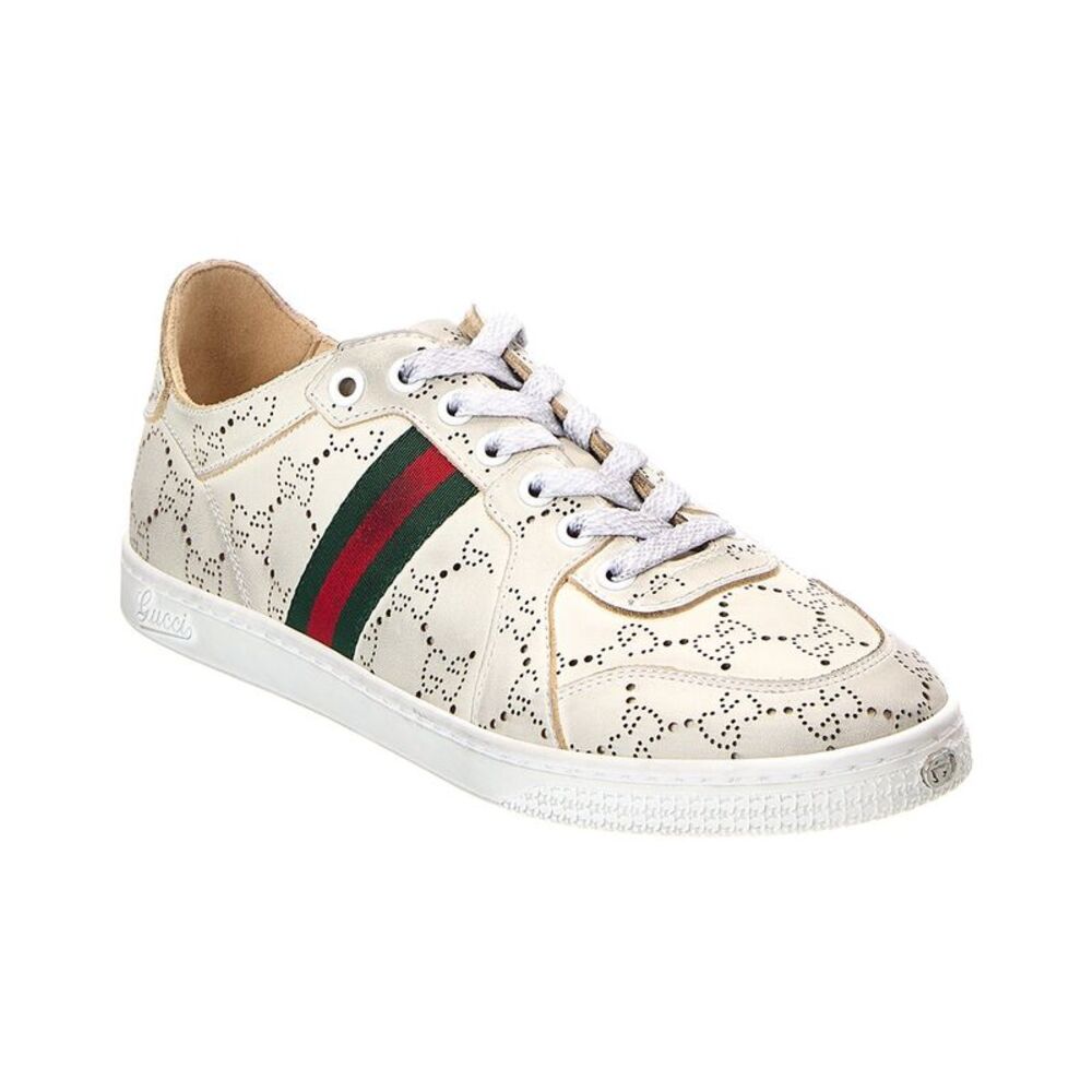 Gucci Gg Stretch Low Top Leather Sneaker, White